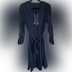 Spense Dark Blue Dress - gold chain